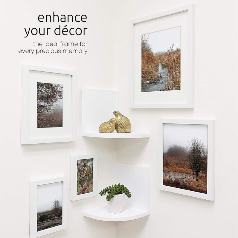 Kiera Grace Contempo Picture Frame, 8" x 10" Large Picture Frame with Easel, Holds a 5" x 7" Photo, Wood Frame for Wall Hanging, Durable Frame for Photo Display, White - Image 3